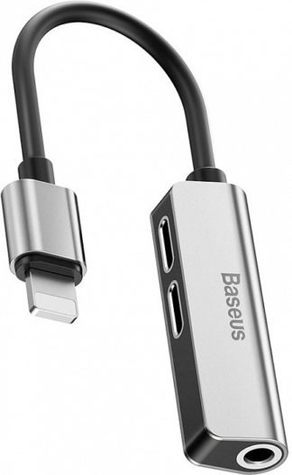 Аудио-переходник Baseus 3-in-1 iP Male to Dual iP & 3.5mm Female Adapter Silver