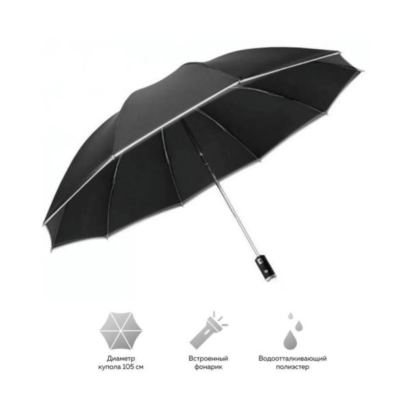 Складной зонт Xiaomi Zuodu Automatic Umbrella LED со встроенным фонариком Черный