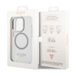 Чехол Guess PC/TPU Metal outline Hard для iPhone 15 Pro Max, Transparent/Silver (Magsafe)