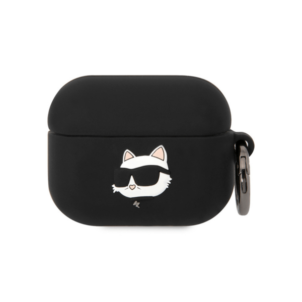 Чехол Karl Lagerfeld для Airpods Pro Silicone case with ring NFT 3D Choupette, Black