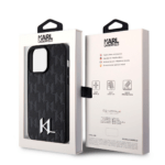 Чехол Karl Lagerfeld PU Saffiano Monogram Metal logo Hard для iPhone 15 Pro Max, Black