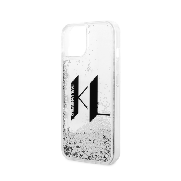 Чехол Karl Liquid glitter Big KL logo Hard для iPhone 13, Silver
