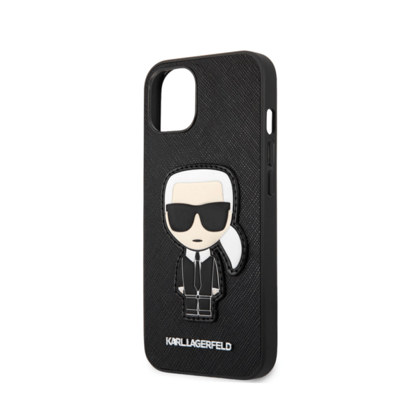 Чехол Karl Lagerfeld PU Saffiano Ikonik Patch (metal) Hard для iPhone 13, Black