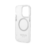 Чехол Guess Metal outline Hard для iPhone 14 Pro, Transparent/Silver (Magsafe)