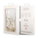 Чехол Guess Liquid glitter Triangle logo Hard для iPhone 14, Transparent