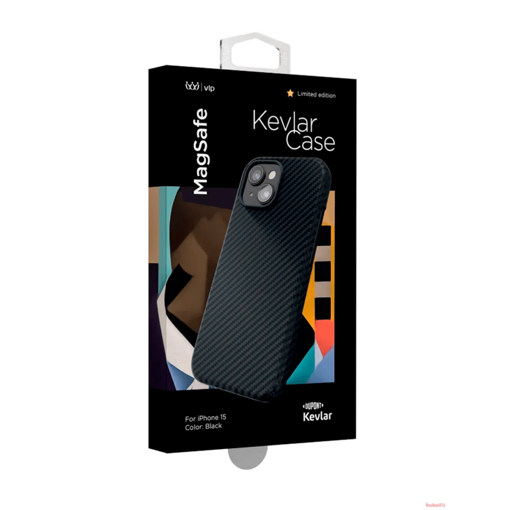 Чехол защитный "vlp" Kevlar Case с MagSafe для iPhone 15, Черный