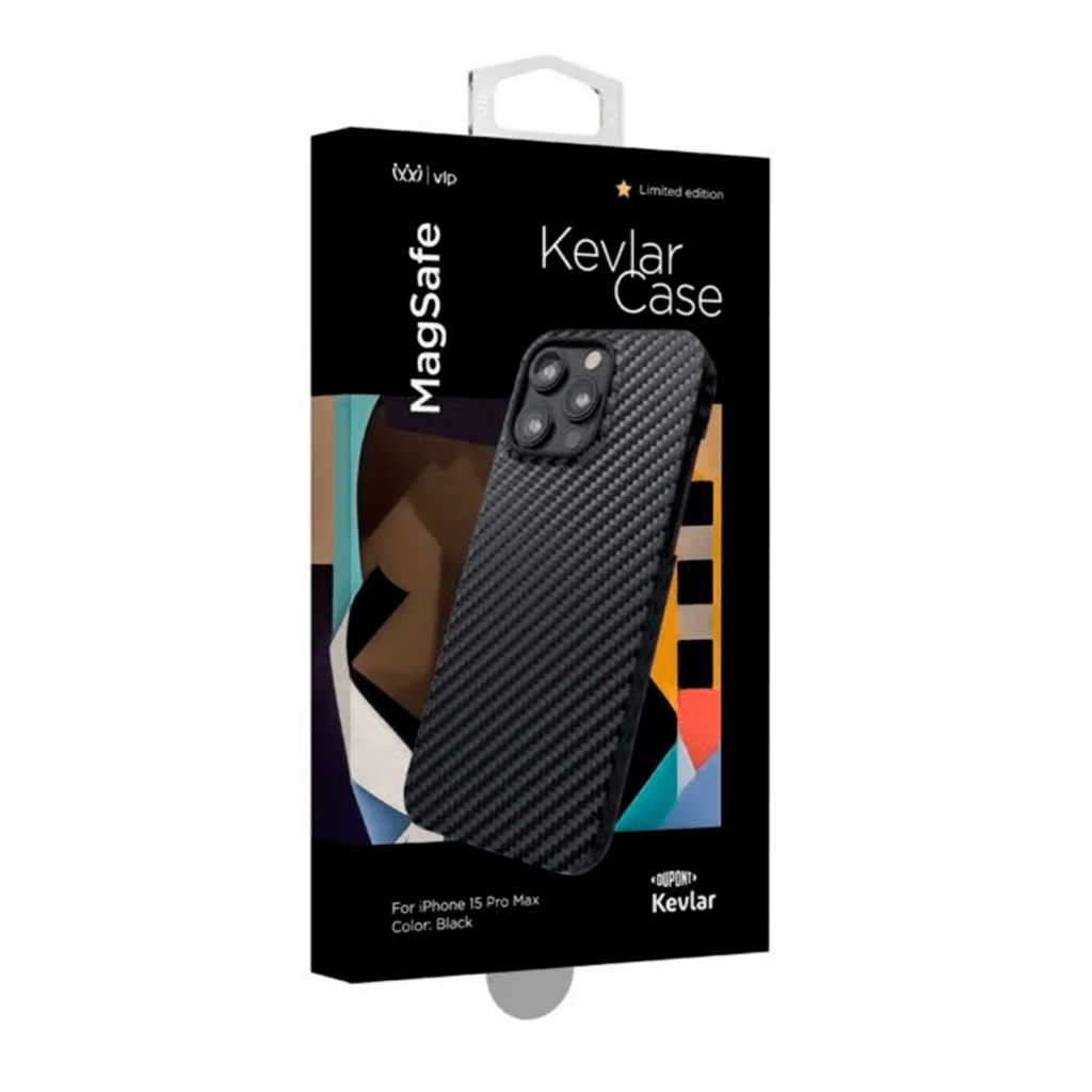 Чехол защитный "vlp" Kevlar Case с MagSafe для iPhone 15 Pro, Черный