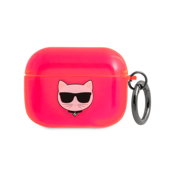 Чехол Karl Lagerfeld для Airpods Pro TPU FLUO with ring Choupette Transparent, Pink