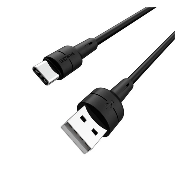 Кабель Borofon Silicon cable Usb-a-tupe-c Black